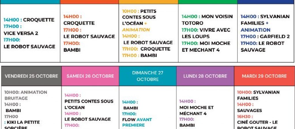 actualité HORAIRES CINEFILOUS